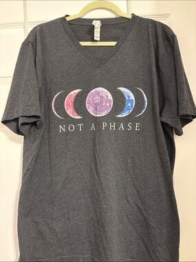 Bella Canvas Charcoal Gray 'Not A Phase' Moon Phase Tee with Pink, Purple & Blue